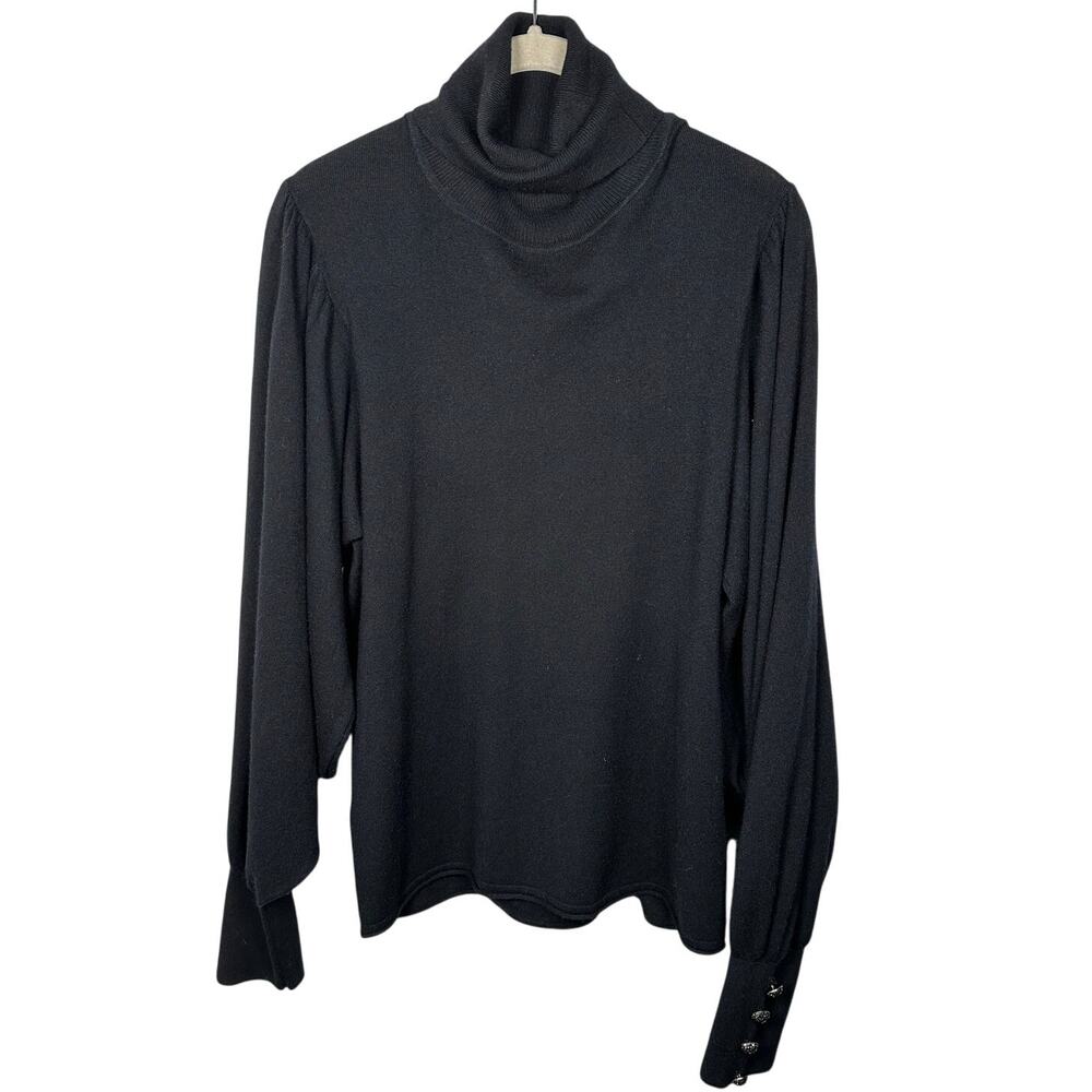SMF Black Balloon Sleeve Rhinestone Turtleneck Sweater Women's XL